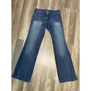 Ariat Jeans Trouser 28L (28x33.5) Low Rise Stretch Wide Leg Womens Blue Denim
